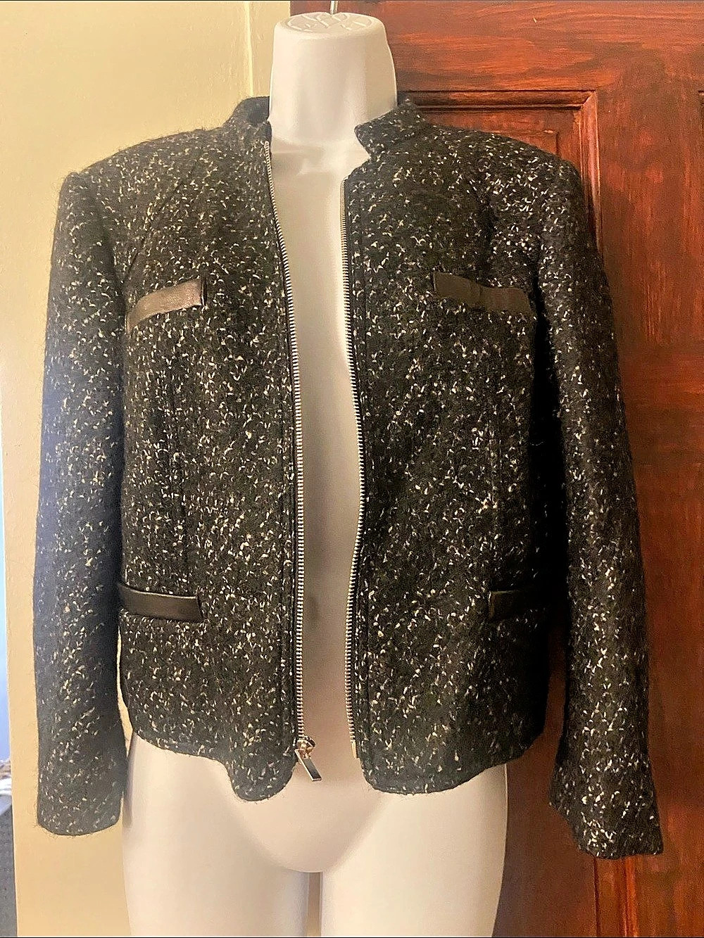 Black & Gold Zip Front Jacket Like New